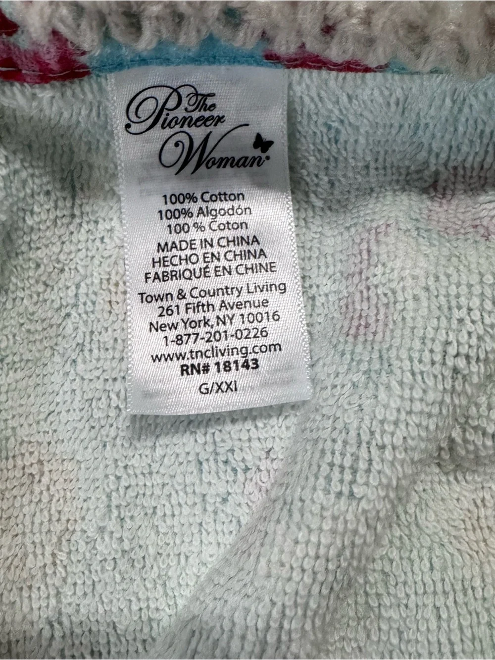 Handmade Pioneer Woman Turquoise Floral Crochet Hanging Kitchen Towel